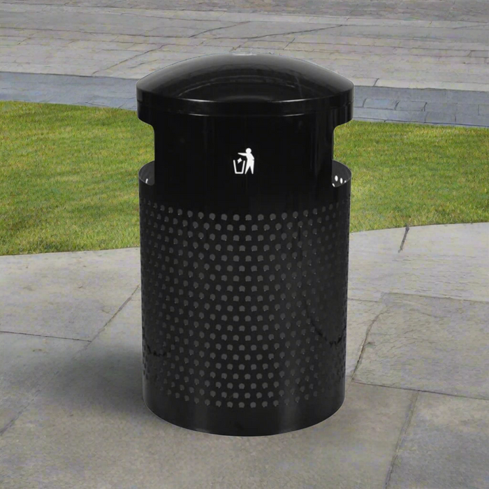Ex-Cell Kaiser Outdoor Steel Trash Can – 40 Gallon Perforated Dome Top