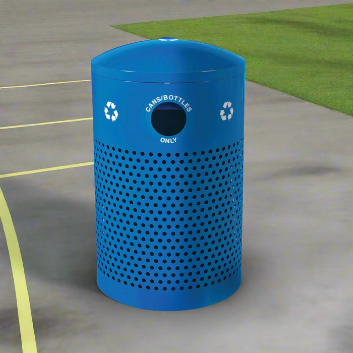 Ex-Cell Kaiser 40-Gallon Outdoor Recycling Trash Can with Dome Lid – Blue Gloss