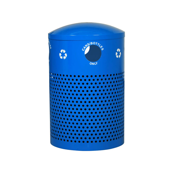 Ex-Cell Kaiser 40-Gallon Outdoor Recycling Trash Can with Dome Lid – Blue Gloss