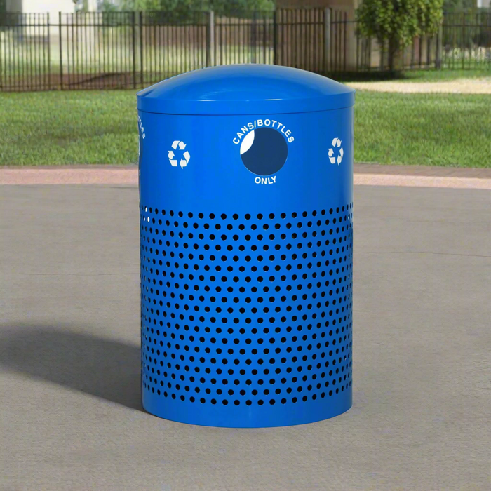 Ex-Cell Kaiser 40-Gallon Outdoor Recycling Trash Can with Dome Lid – Blue Gloss