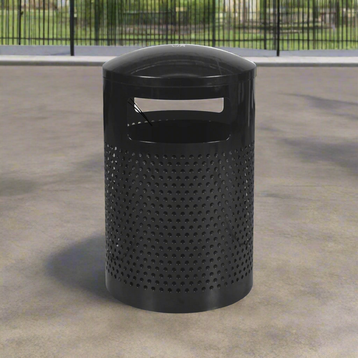 Ex-Cell Kaiser Outdoor Steel Trash Can – 40 Gallon Perforated Dome Top