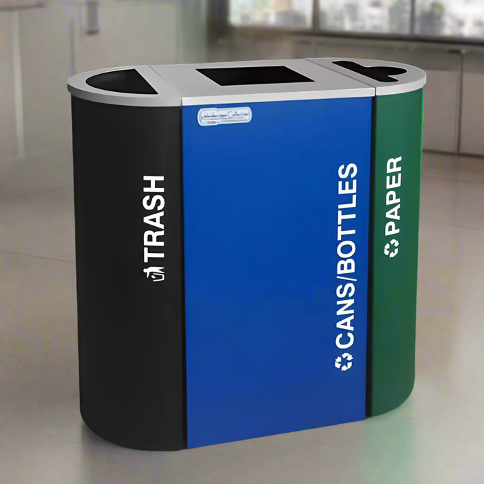 Excell-Kaiser Modular Triple-Stream Indoor Trash Can & Recycling Station Combo