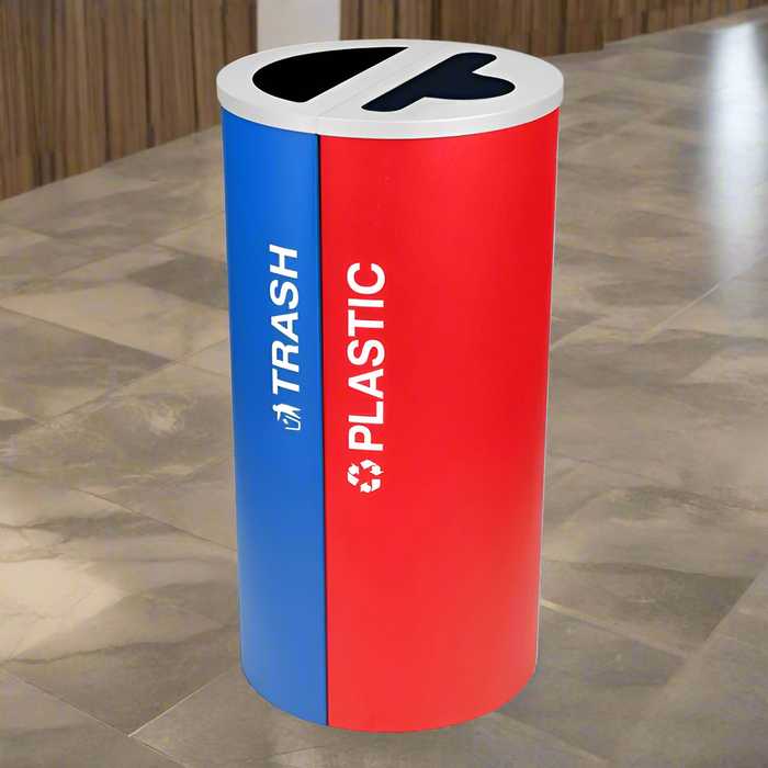Excell-Kaiser Dual-Stream 8-Gallon Indoor Round Trash Can & Recycling Bin