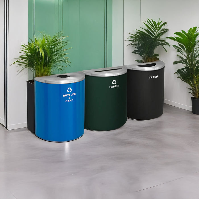 Glaro Triple Stream Half-Round Trash Can 29 Gallon Indoor Unit Custom Color