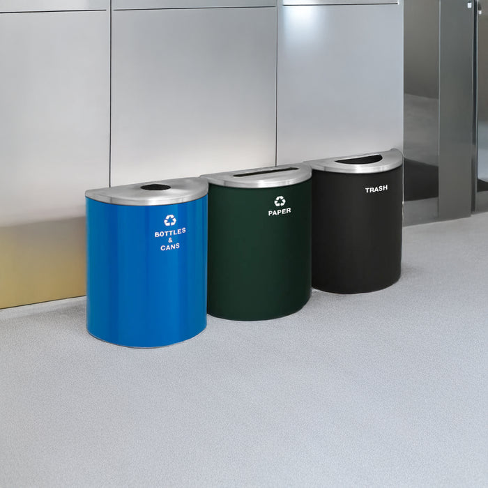 Glaro Triple Stream Half-Round Trash Can 29 Gallon Indoor Unit Custom Color