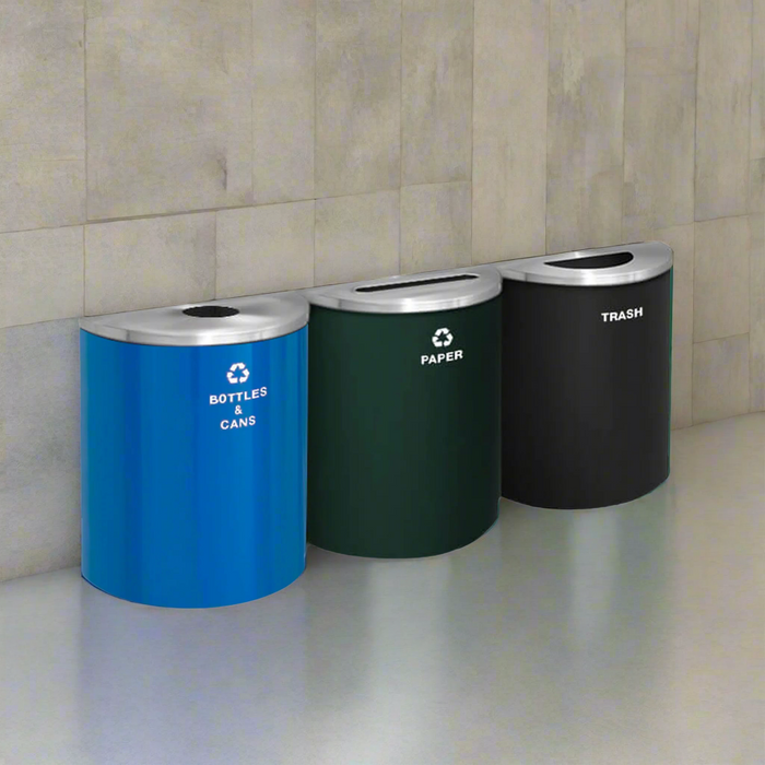 Glaro Triple Stream Half-Round Trash Can 29 Gallon Indoor Unit Custom Color