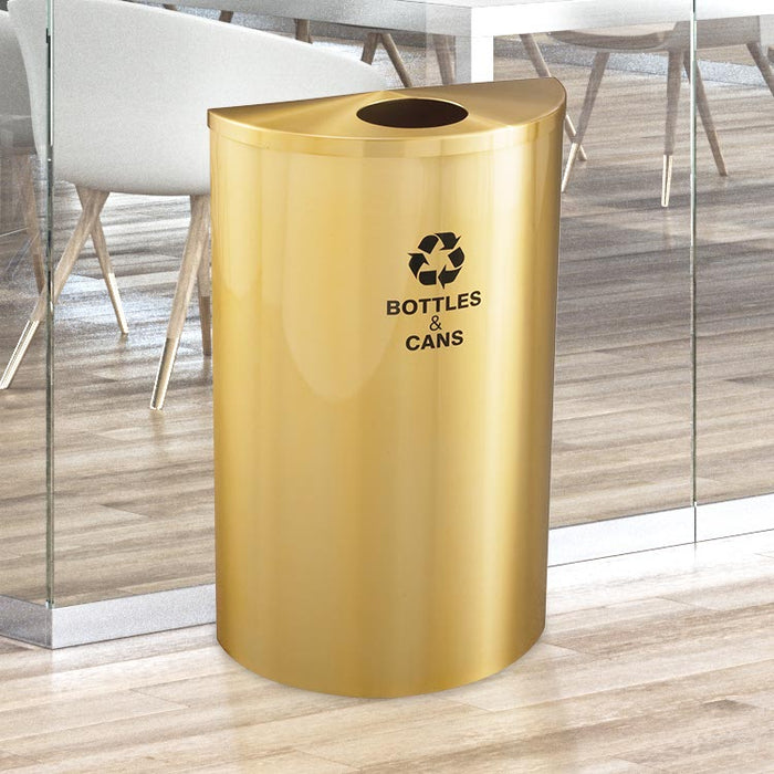 Glaro Half-Round 14-Gallon Indoor Recycling Trash Can – Satin Brass