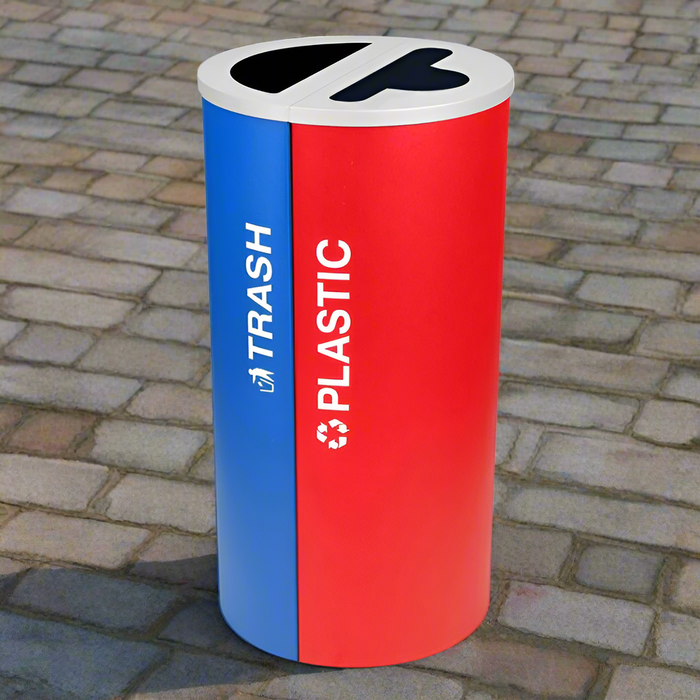 Excell-Kaiser Dual-Stream 8-Gallon Indoor Round Trash Can & Recycling Bin