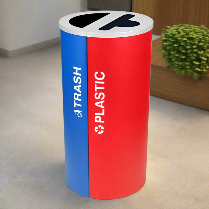 Excell-Kaiser Dual-Stream 8-Gallon Indoor Round Trash Can & Recycling Bin