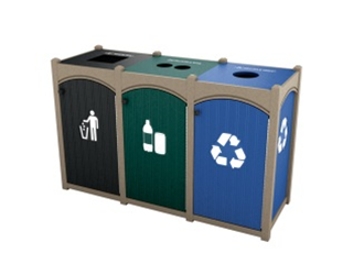 Triple - Top load  -Multi-color panels and tops Waste Receptacle