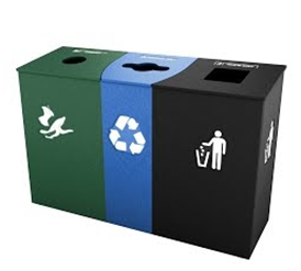 Triple - Front Top Load- Hinged Top or Door (5 symbols) - Waste Receptacle