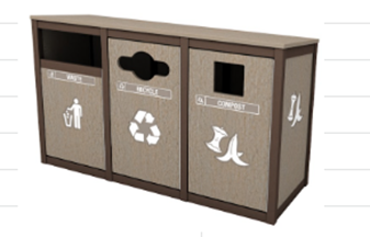 Triple - Front Load- Reverse Vail Top - Waste Receptacle