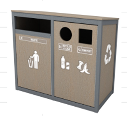 Double Slim - Front Load-  Reverse Vail  - (5 symbols)  Waste Receptacle