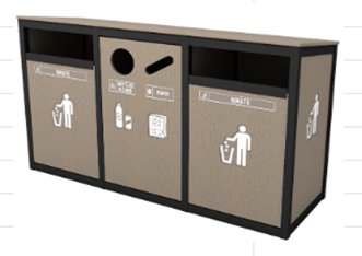 Triple Slim - Front Load-  Reverse Vail  - (6 symbols)  Waste Receptacle