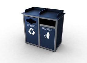 Double Front Load Recycling Bin- Waste Receptacle