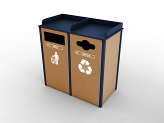 Double Front Load Recycling Bin- Waste Receptacle