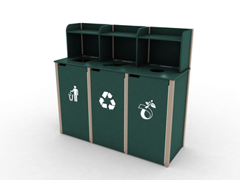 Triple Top Load Recycling Bin- Waste Receptacle