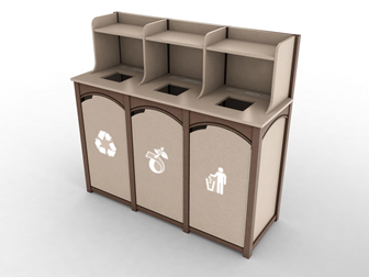 Triple Top Load Recycling Bin- Waste Receptacle